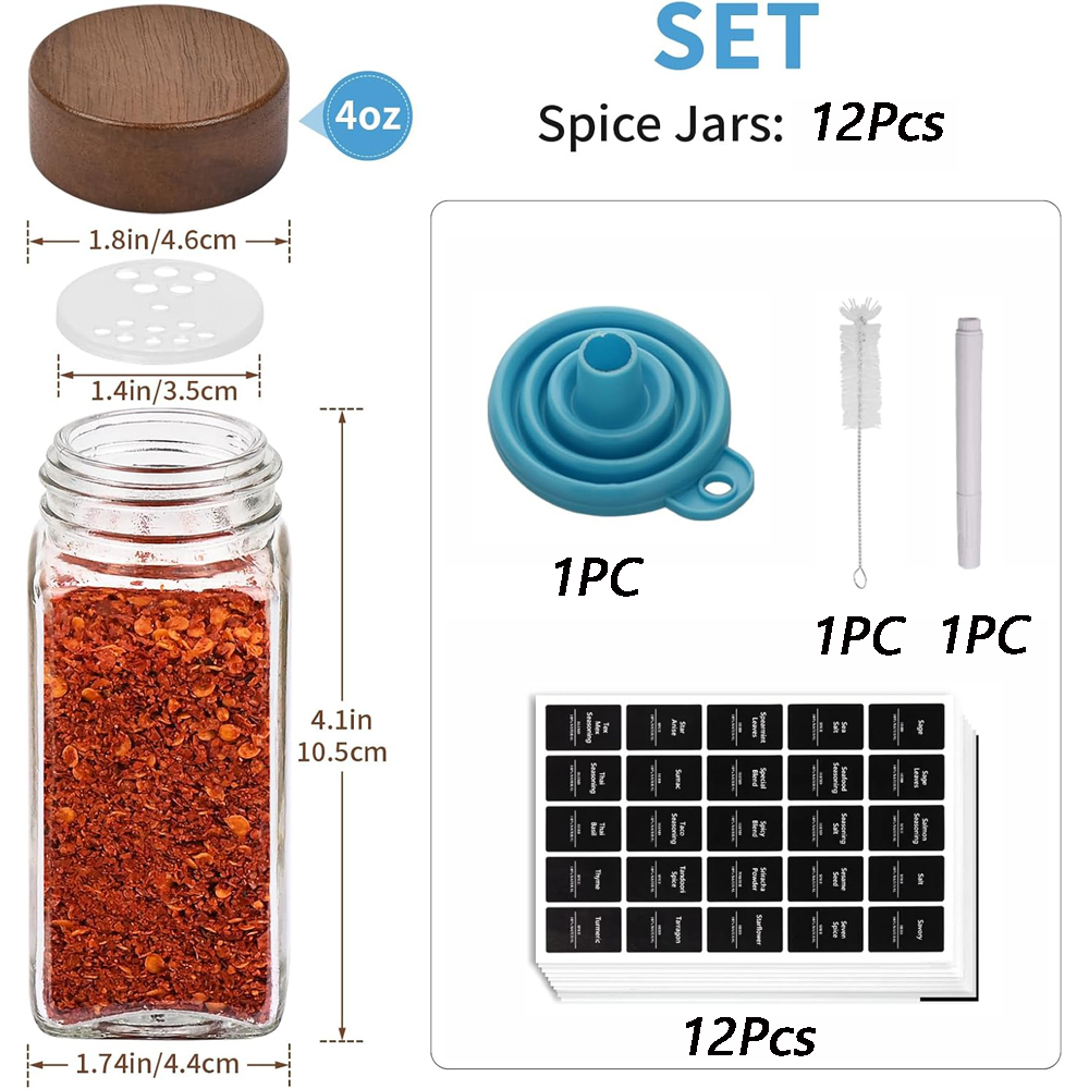 12Pcs Glass Spice Jars with La - Spice Jar Labels ulasan dan harga