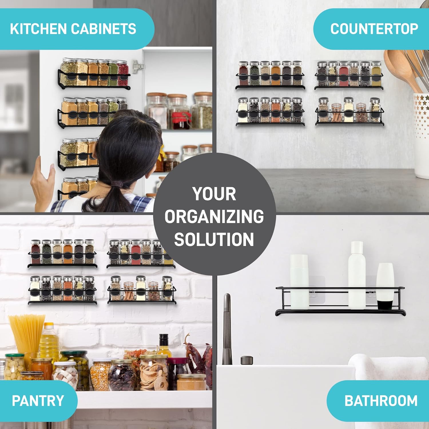 2PCS Kitchen Spice Rack Metal  - Spice Jar Labels ulasan dan harga