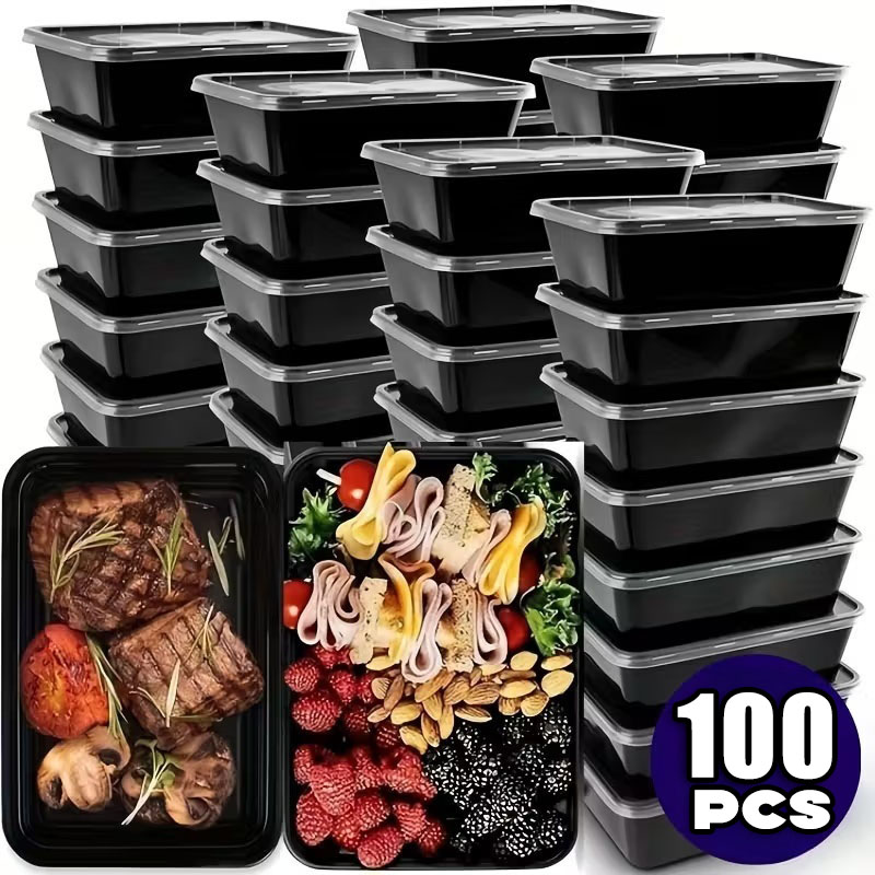 1-100pcs Black Disposable Food - Salad Container Jar ulasan dan harga