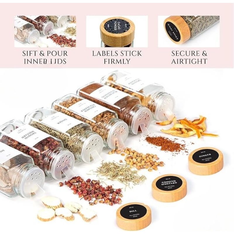 Square Spice Jars Set with Woo - Spice Jar Labels ulasan dan harga