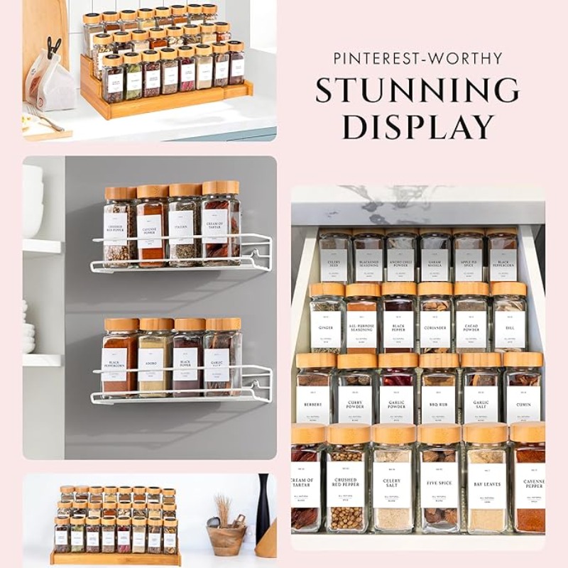 Square Spice Jars Set with Woo - Spice Jar Labels ulasan dan harga