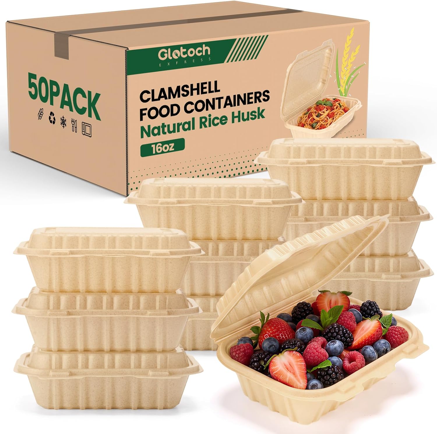 50 Pack 16oz Clamshell Take Ou - Salad Container Jar ulasan dan harga