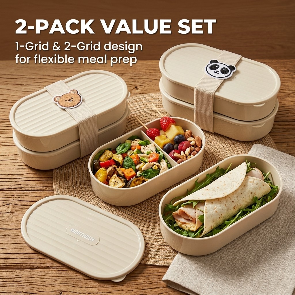 2Pcs/Set Cartoon Kids Bento Bo - Salad Container Jar ulasan dan harga