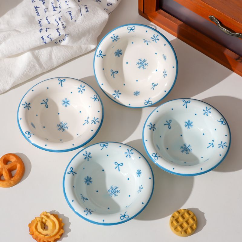 4Pcs Snowflake Ceramics Sauce  - Sauce Dipping Cup ulasan dan harga