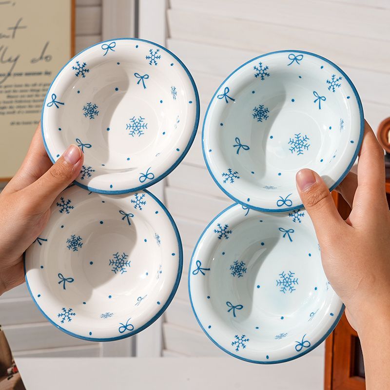 4Pcs Snowflake Ceramics Sauce  - Sauce Dipping Cup ulasan dan harga
