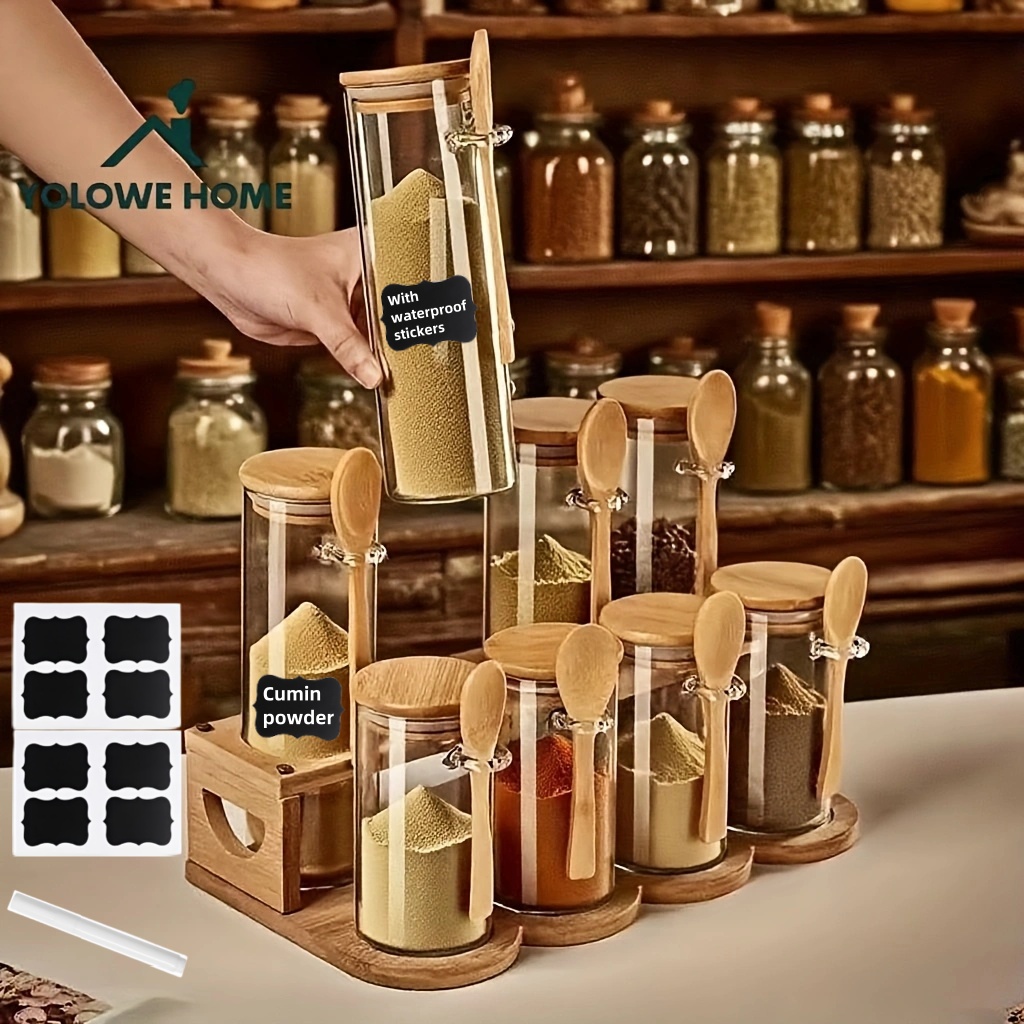 8-Piece Glass Storage Containe - Spice Jar Labels ulasan dan harga