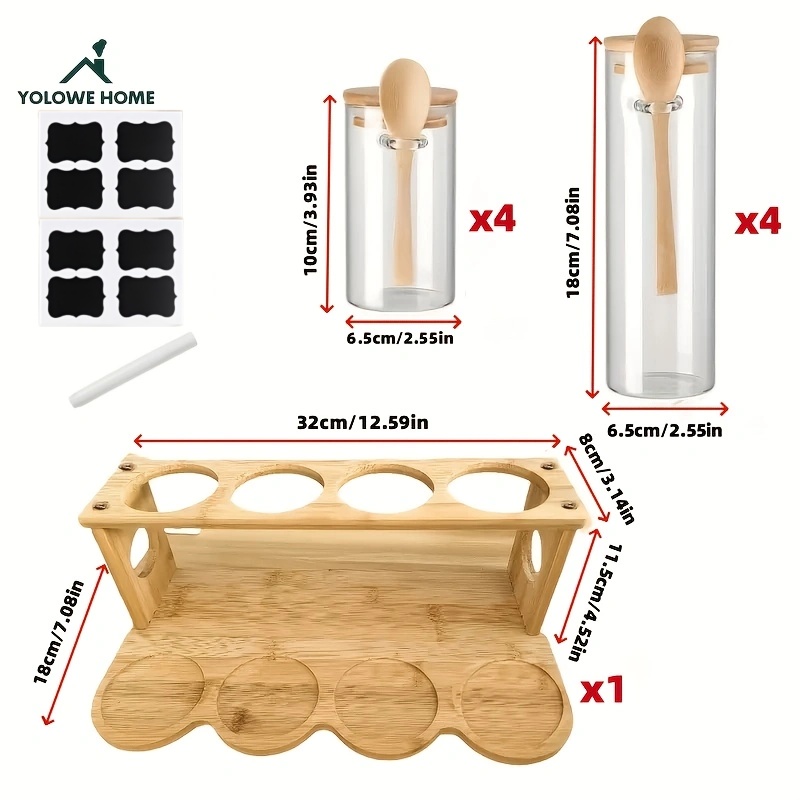 8-Piece Glass Storage Containe - Spice Jar Labels ulasan dan harga
