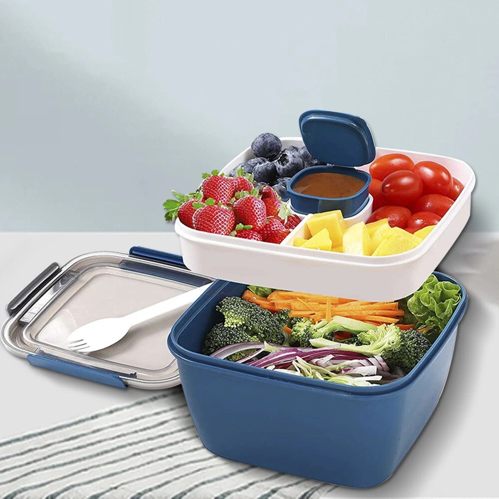 1100ml/1500ml Portable Lunch B - Salad Container Jar ulasan dan harga