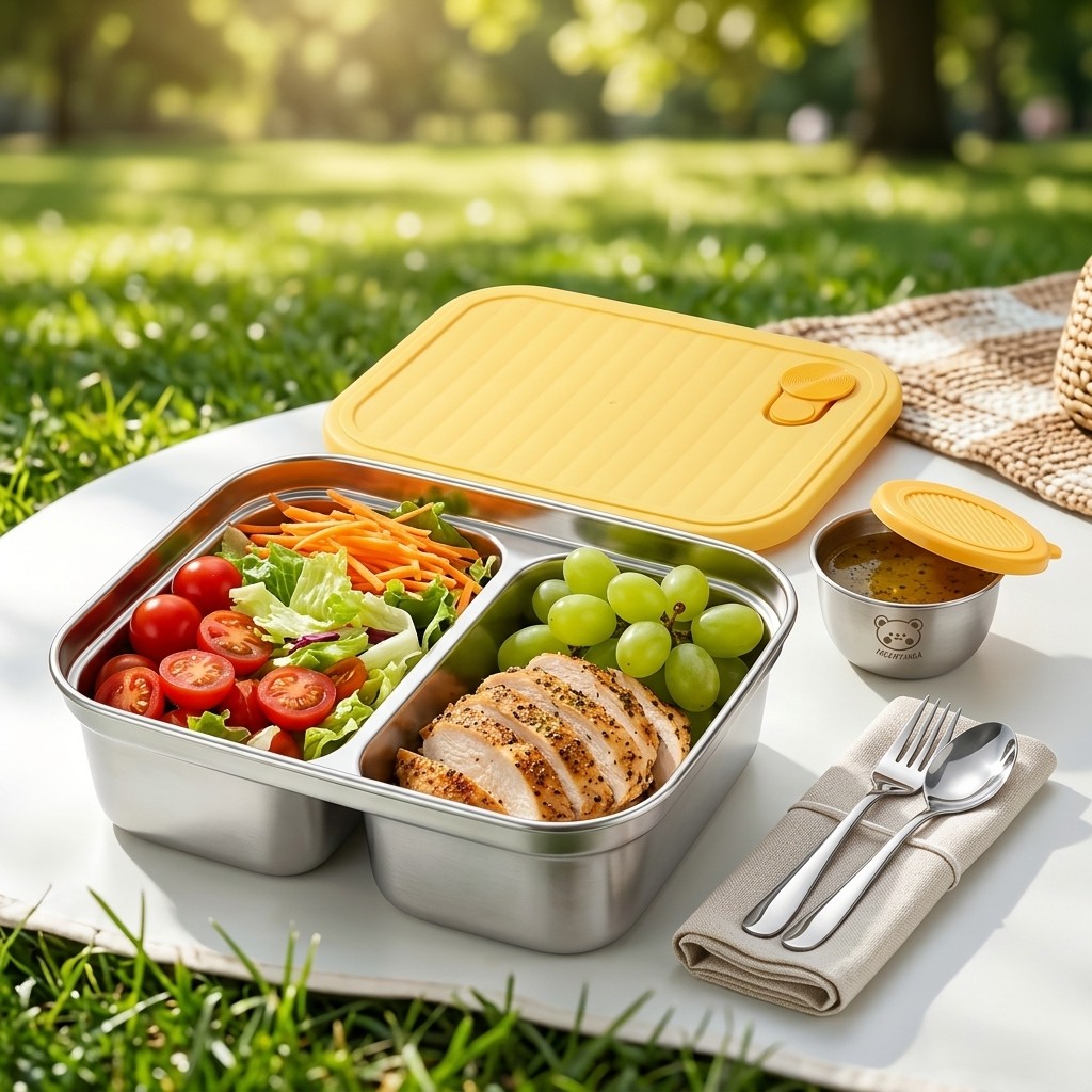 304 Stainless Steel Lunch Cont - Salad Container Jar ulasan dan harga