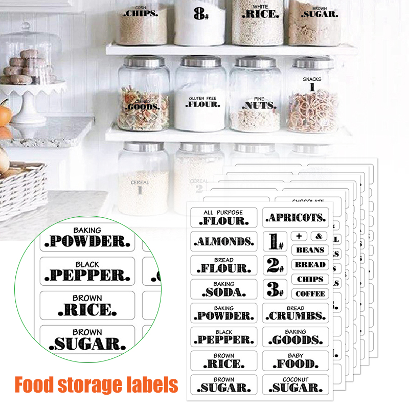 132pcs Kitchen Food Stickers W - Spice Jar Labels ulasan dan harga