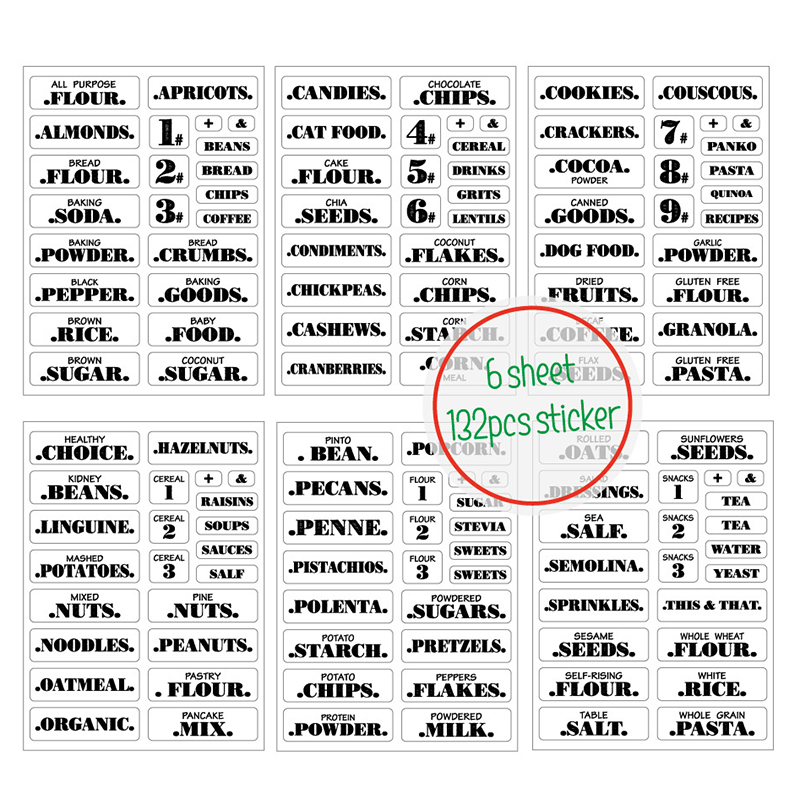 132pcs Kitchen Food Stickers W - Spice Jar Labels ulasan dan harga