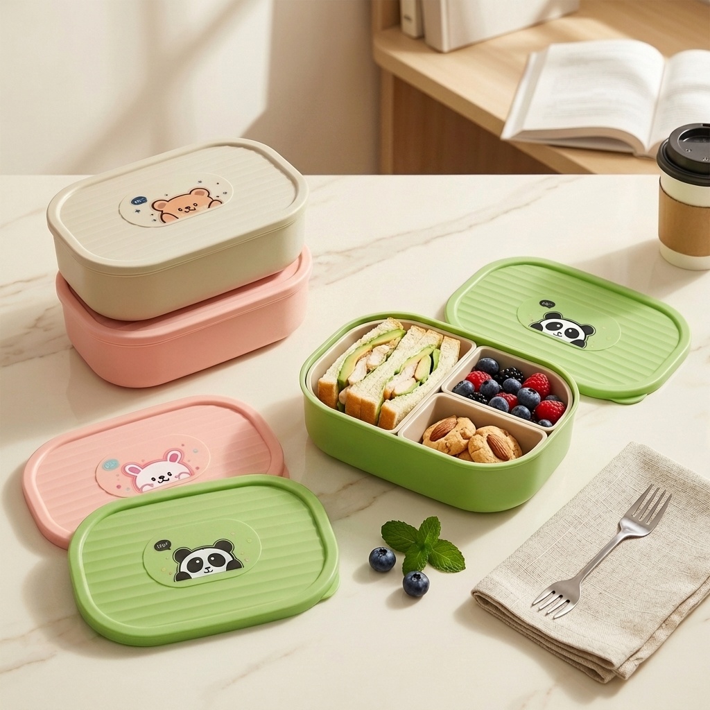 Cute Plastic Divided Lunch Box - Salad Container Jar ulasan dan harga