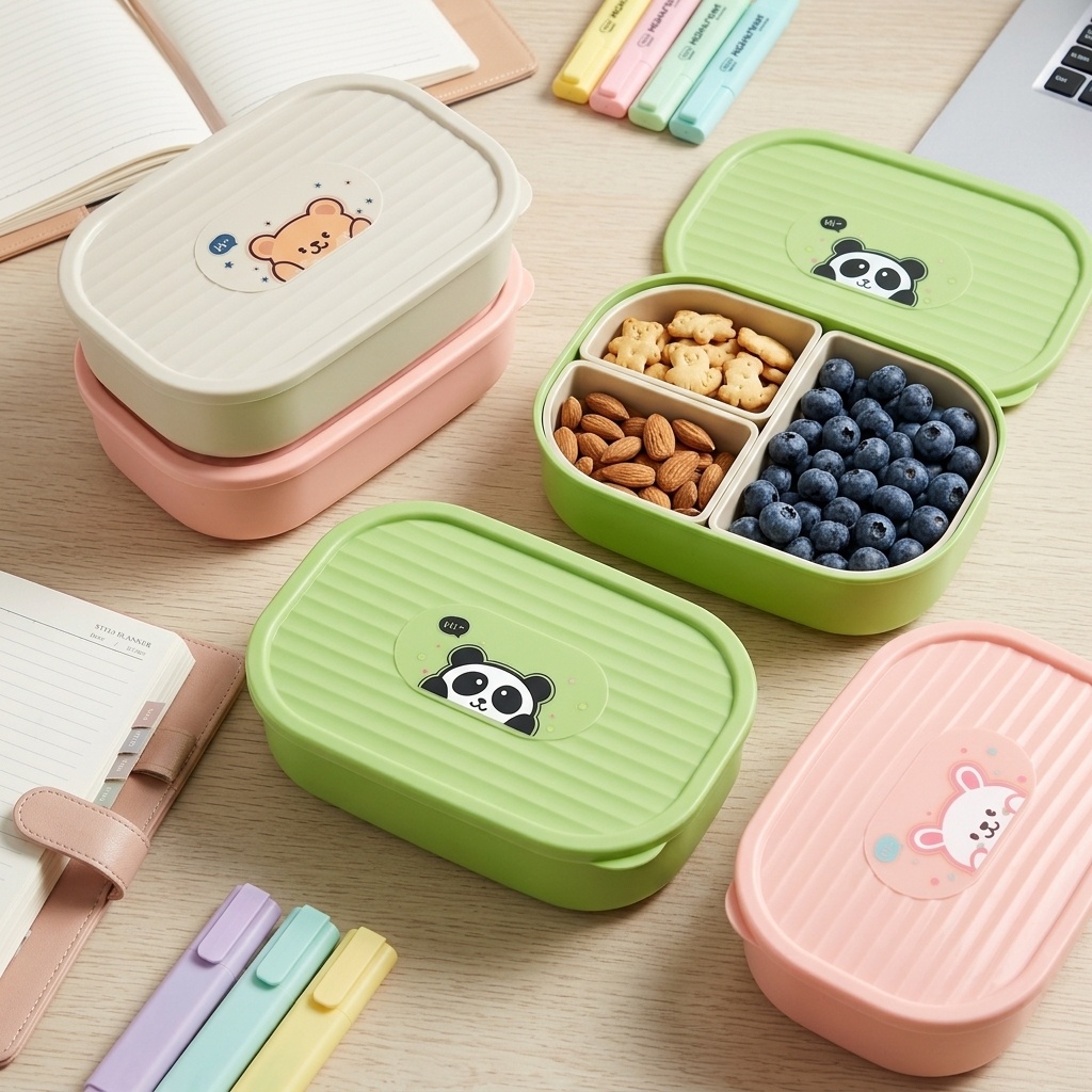 Cute Plastic Divided Lunch Box - Salad Container Jar ulasan dan harga